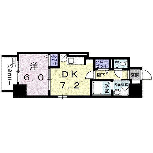 ウエストサイド中山道(1DK/8階)の間取り写真