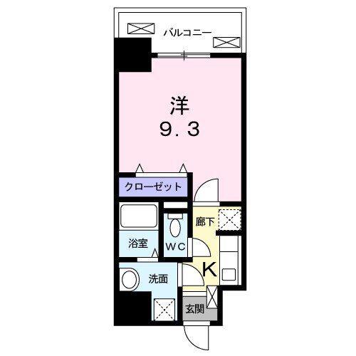 ザックス静岡駅前(1K/1階)の間取り写真