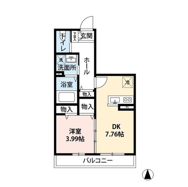ブランローズ(1DK/1階)の間取り写真