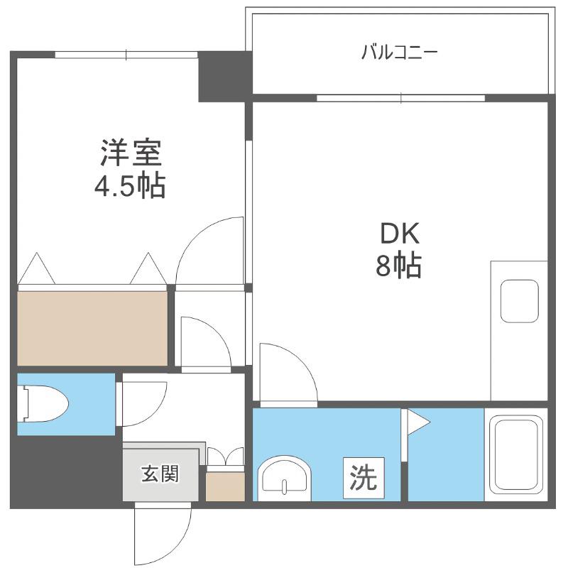 ヴィザージュ菊水(1DK/4階)の間取り写真