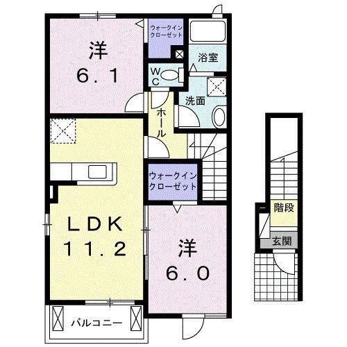 エアリー(2LDK/2階)の間取り写真