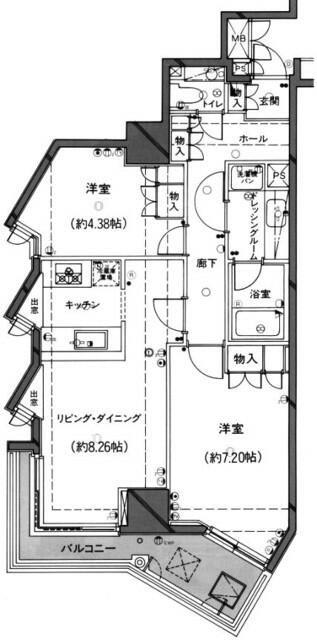セルベコート 立川(2LDK/4階)の間取り写真