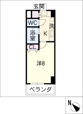 アペゼマルハチ(1K/4階)の間取り写真
