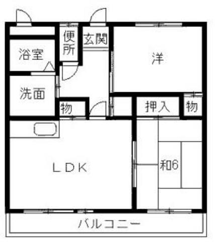 プチメゾン麦野(2LDK/2階)の間取り写真