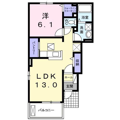 オレンジ グローブ(1LDK/1階)の間取り写真
