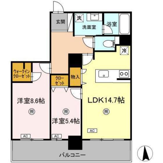 プレミスト牧志タワー国際通(2LDK/5階)の間取り写真