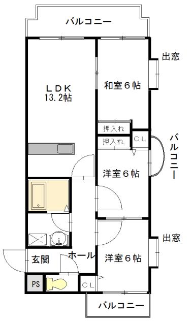 アフロディーテ(3LDK/2階)の間取り写真