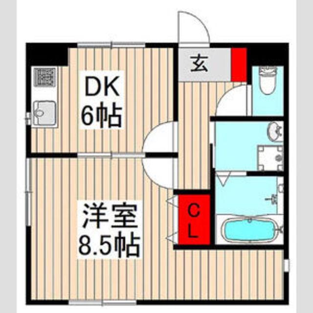 プラムハウス(1DK/1階)の間取り写真
