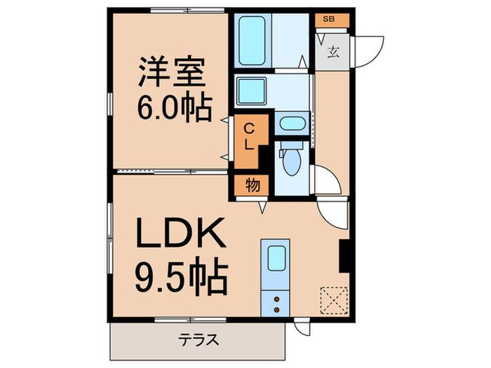 ラ プレーヌ(1LDK/1階)の間取り写真