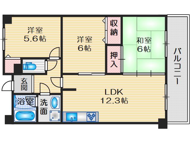 ハイツ桃山2(3LDK/2階)の間取り写真
