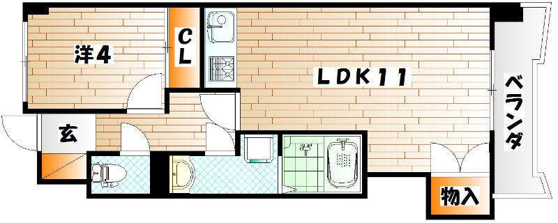 アルシュアベニール城野(1LDK/10階)の間取り写真
