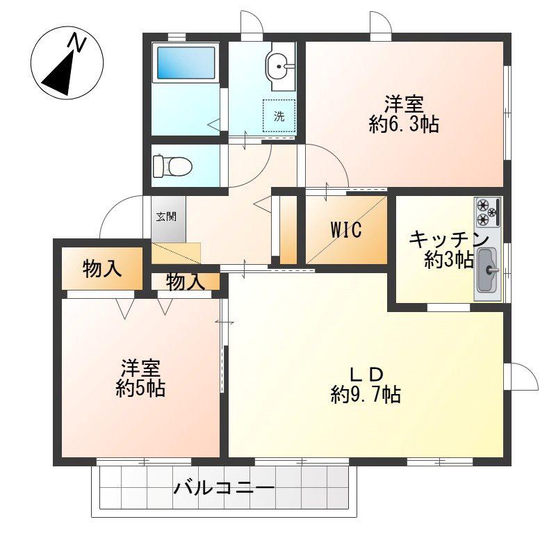 ソル・サリエンテ(2LDK/2階)の間取り写真