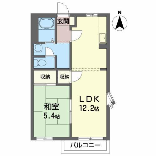 はぴねすB棟(1LDK/2階)の間取り写真