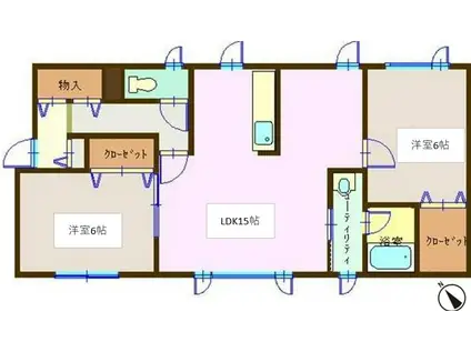 アクアテール(2LDK/1階)の間取り写真