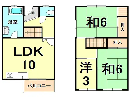 杭瀬団地 11号棟(3LDK/4階)の間取り写真