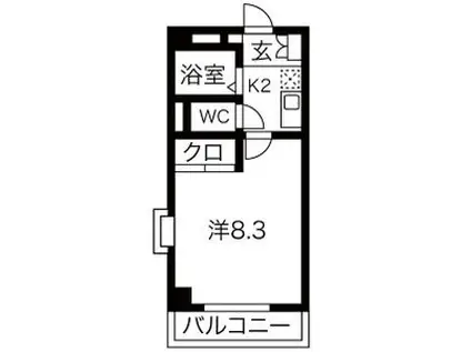サニーハウス伏見(1K/2階)の間取り写真