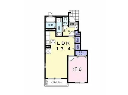 カレントハウス(1LDK/1階)の間取り写真