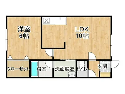 コーポリビエールII(1LDK/2階)の間取り写真