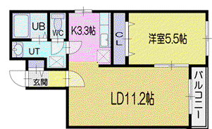 打矢ビル(1LDK/4階)の間取り写真