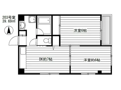 コーポ丸山(2DK/2階)の間取り写真