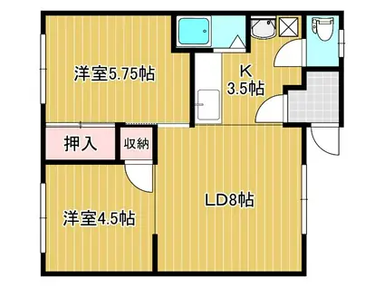 コーポ小田(2LDK/2階)の間取り写真
