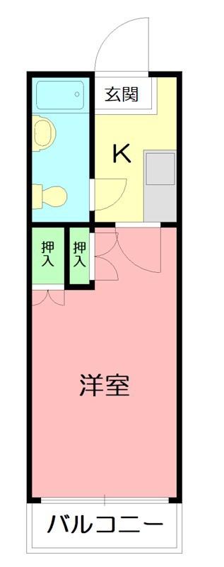 エディフィシオ秦野(1K/1階)の間取り写真