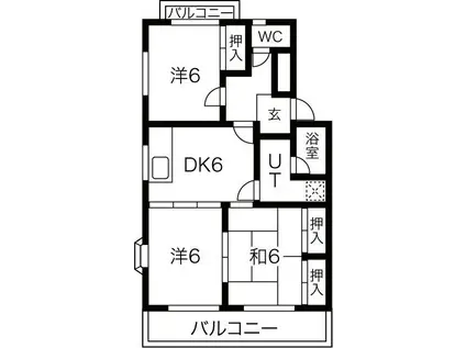 GREEN HOUSE TSURUTA(3DK/2階)の間取り写真