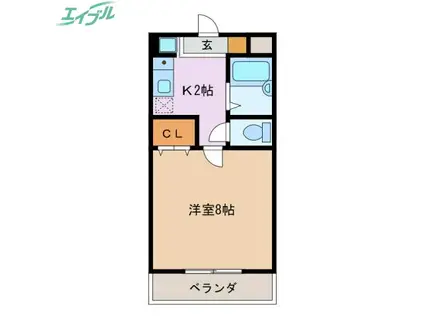 グリーンコーポ東町(1K/3階)の間取り写真