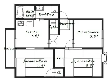 コスモス結崎B(3K/2階)の間取り写真