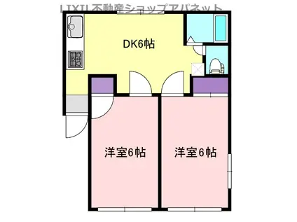 コーポカルテット(2DK/2階)の間取り写真