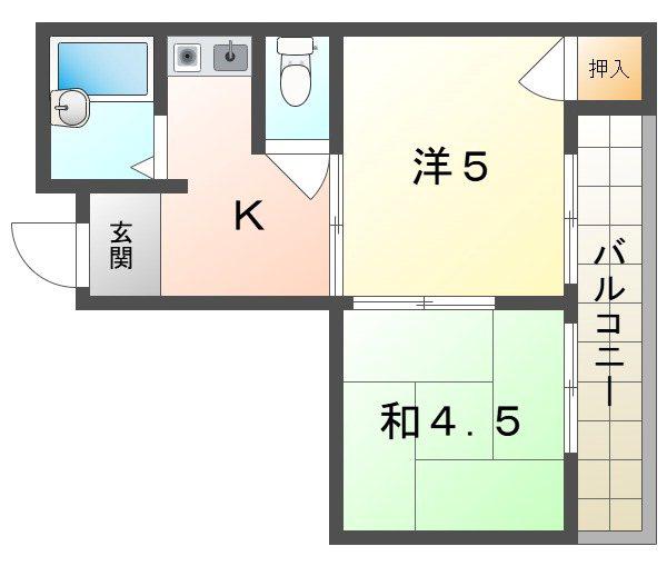 第三光永住(2K/2階)の間取り写真