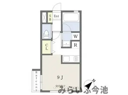 ミリアーデ覚王山(ワンルーム/1階)の間取り写真