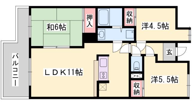 シティガーデン広畑(3LDK/7階)の間取り写真