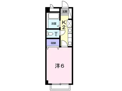 モゥトイン野田(1K/1階)の間取り写真