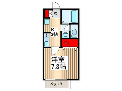 メルベイユ(1K/2階)の間取り写真