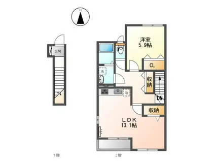 マジェスティー I(1LDK/2階)の間取り写真