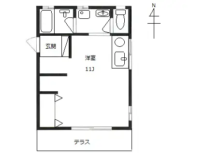 パークウエスト(ワンルーム/1階)の間取り写真