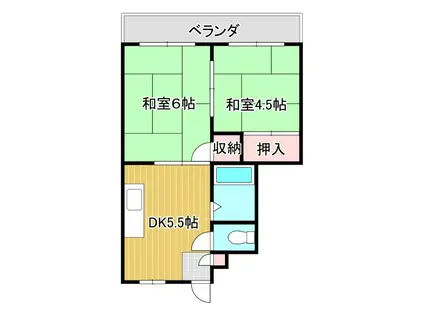 シャトレ熊西(2DK/5階)の間取り写真