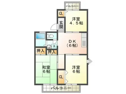ハイマートエル(3DK/1階)の間取り写真
