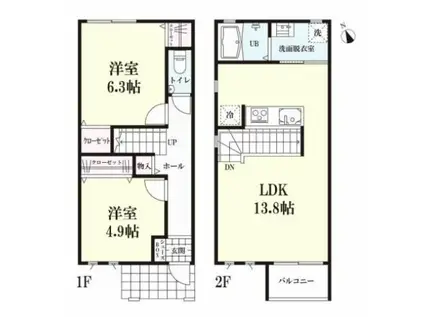プレミアム松尾(2LDK/1階)の間取り写真