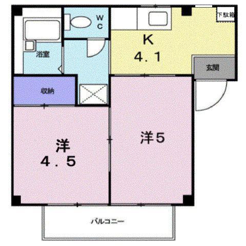 サンシャインつちやII(2K/1階)の間取り写真