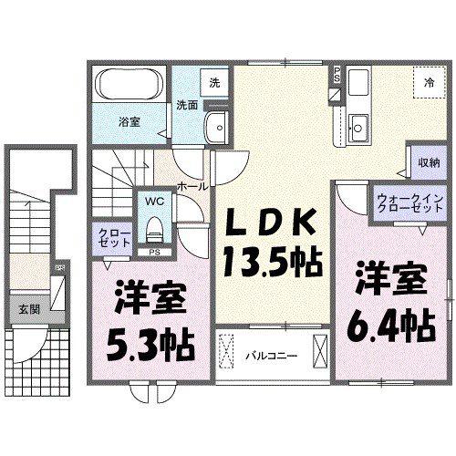 グラン エスターテ(2LDK/2階)の間取り写真