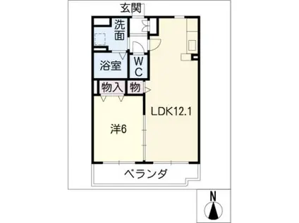 カレン曙(1LDK/3階)の間取り写真