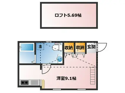 プリマ プリンセスガーデン(ワンルーム/2階)の間取り写真