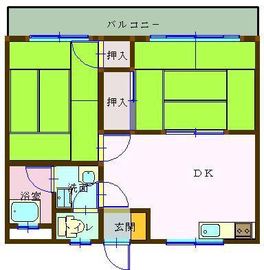 大西ビル(2DK/4階)の間取り写真