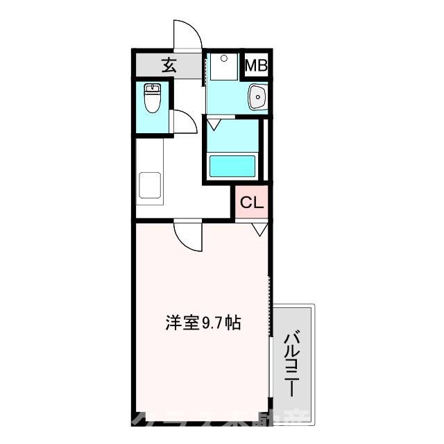 RB桑津(1K/4階)の間取り写真