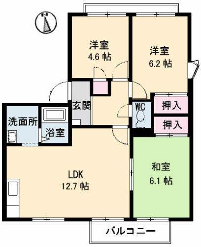 フレグランス藤ノ木 A棟(3LDK/1階)の間取り写真