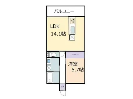 フォンテーヌ彦根(1LDK/6階)の間取り写真