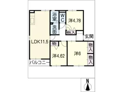 ラフィネ(3LDK/1階)の間取り写真