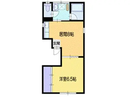 入船1丁目一棟二戸(1LDK/3階)の間取り写真